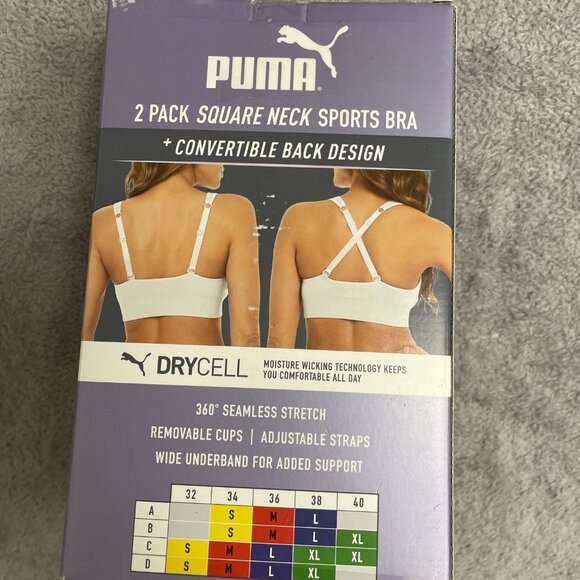 NEW Puma Women's M 2 Pack Seamless Sports Bra  Square Neck Moisture Wicking - Picture 8 of 9